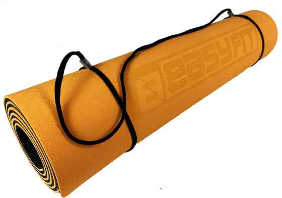 EasyFit Килимок для йоги та фітнеса EasyFit TPE+TC 6мм двошаровий + Чохол помаранчевий з чорним Коломыя