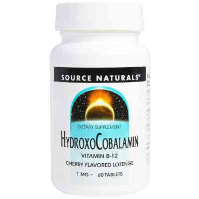 Витамин Source Naturals Витамин B12, 1 мг, Гидроксокобаламин, вкус вишни, Hydroxocob (SN2654) Винница