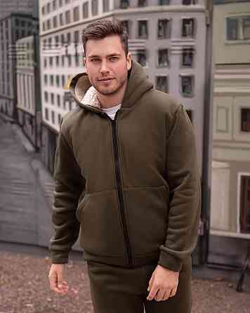 Чоловічий теплий костюм на флісі з хутром Коричневий 56/58 Харків