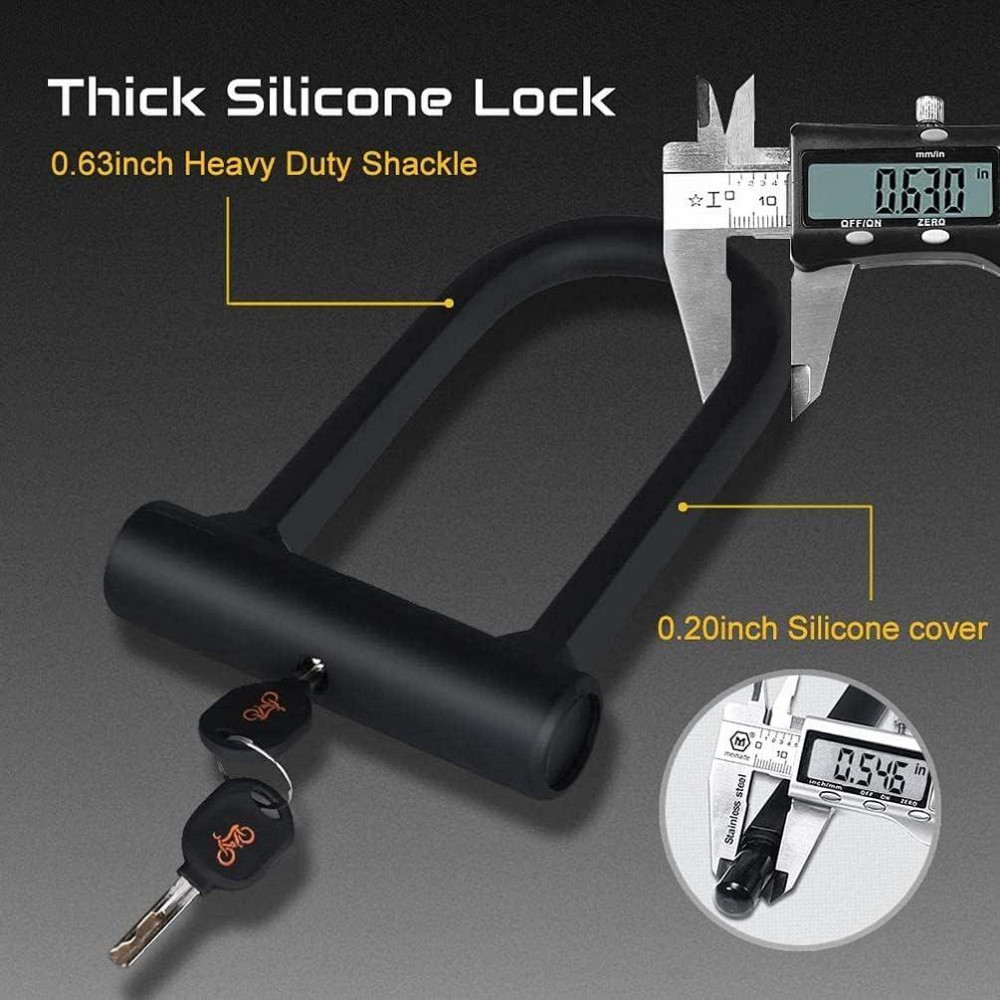 Велосипедний замок з гнучким сталевим тросом 1,2 м, U-подібний велозамок з 2 ключами, антивандальний компактний Київ - фото 3