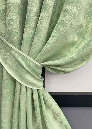 Комплект коротких штор VR-Textil Жакард Sultan XO № 1147ш Світло-оливковий 140х170 см 2 шт (35-0420) Київ