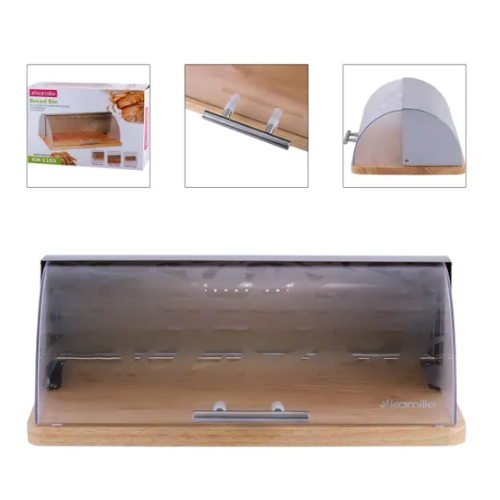 Хлібниця 38*27,5*13,5см нержавіюча сталь/бамбук/пластик 1103 KAMILLE Житомир - фото 4