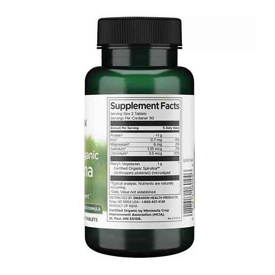 Органическая спирулина Swanson Certified Organic Spirulina 500mg 180 tabs Киев
