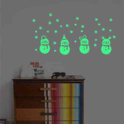 Новогодние наклейки на окна фосфорные Снеговики 15 на 30 см салатовый Киев