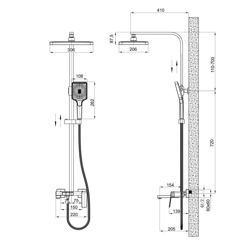 Душова система універсальна Qtap Crow на три споживачі (з виливом) QTCRO111CRM48648 Chrome Київ - фото 2