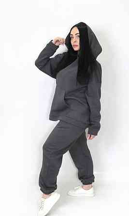 Женский спортивный теплый костюм трехнитка на флисе Графитовый M-L Харьков