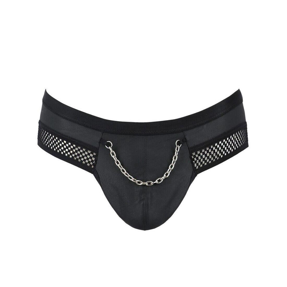 Мужские трусы с цепочкой Passion 030 SLIP TOM XXL/XXXL Black, экокожа, открытые ягодицы Sex Aura Киев - изображение 5