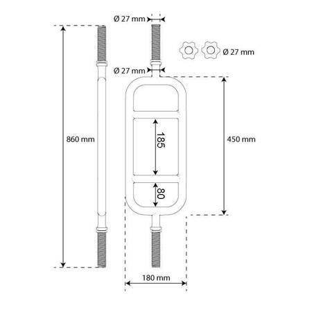 Гриф короткий с параллельным хватом 86см 27мм K-Sport (KS-312) Киев - изображение 5