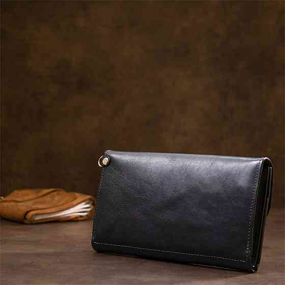 Стильный мужской клатч из натуральной кожи GRANDE PELLE 11427 Темно-синий Киев