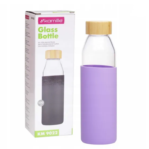 Пляшка 500мл з бамбуковою кришкою скло KAMILLE Житомир