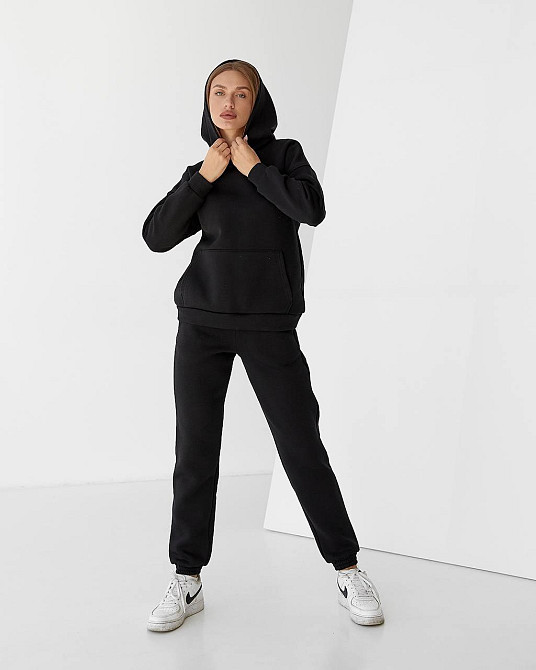 Женский спортивный теплый костюм оверсайз Черный L Харьков - изображение 6