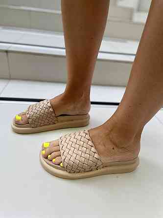 Seben Модні шльопанці жіночі еко-шкіра бежеві на низькому ходу літні Seben T115-3 р. 36, 38, 39 Коломыя