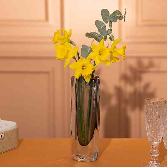 Ваза стеклянная прозрачная 7.7х5.5х24.5 см для цветов декоративная 200 мл Серая HP-10-16 Киев