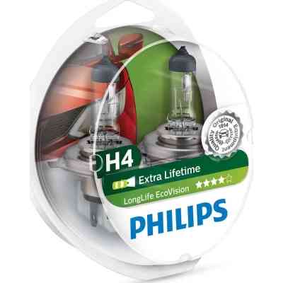 Автолампа Philips H4 LongLife EcoVision, 2шт (12342LLECOS2) Вінниця