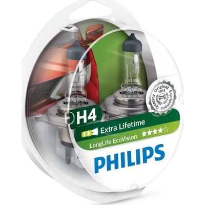 Автолампа Philips H4 LongLife EcoVision, 2шт (12342LLECOS2) Винница - изображение 1