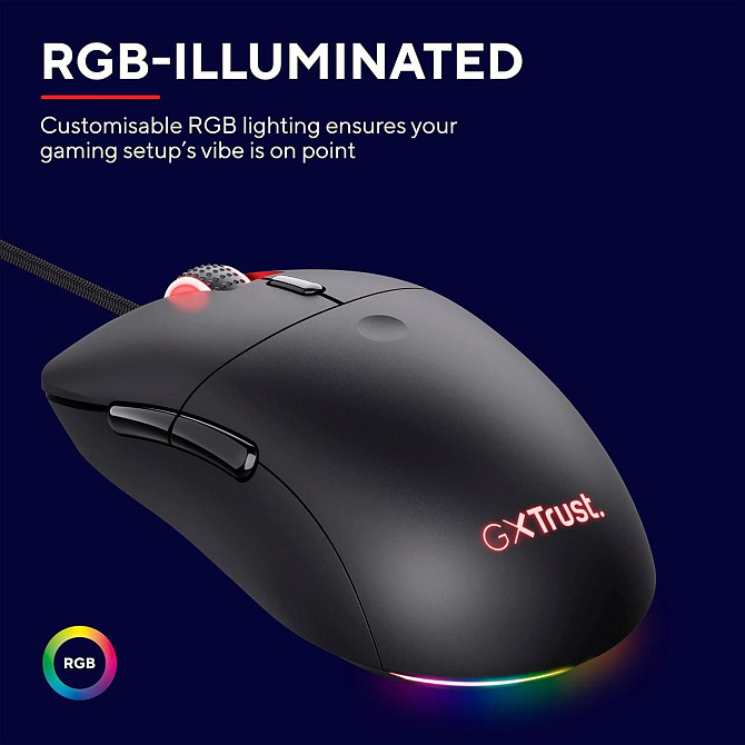 Комп'ютерна ігрова миша Trust GXT 981 Redex, 10000 DPI, 6 кнопок, RGB підсвітка, оптична, провідна,  Київ - фото 6