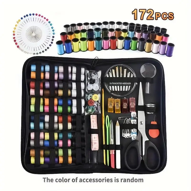 Набір голок і ниток, в тканинному пеналі для шиття, початковий для ручного шиття для початківців 172 шт. Кам'янець-Подільський - фото 2