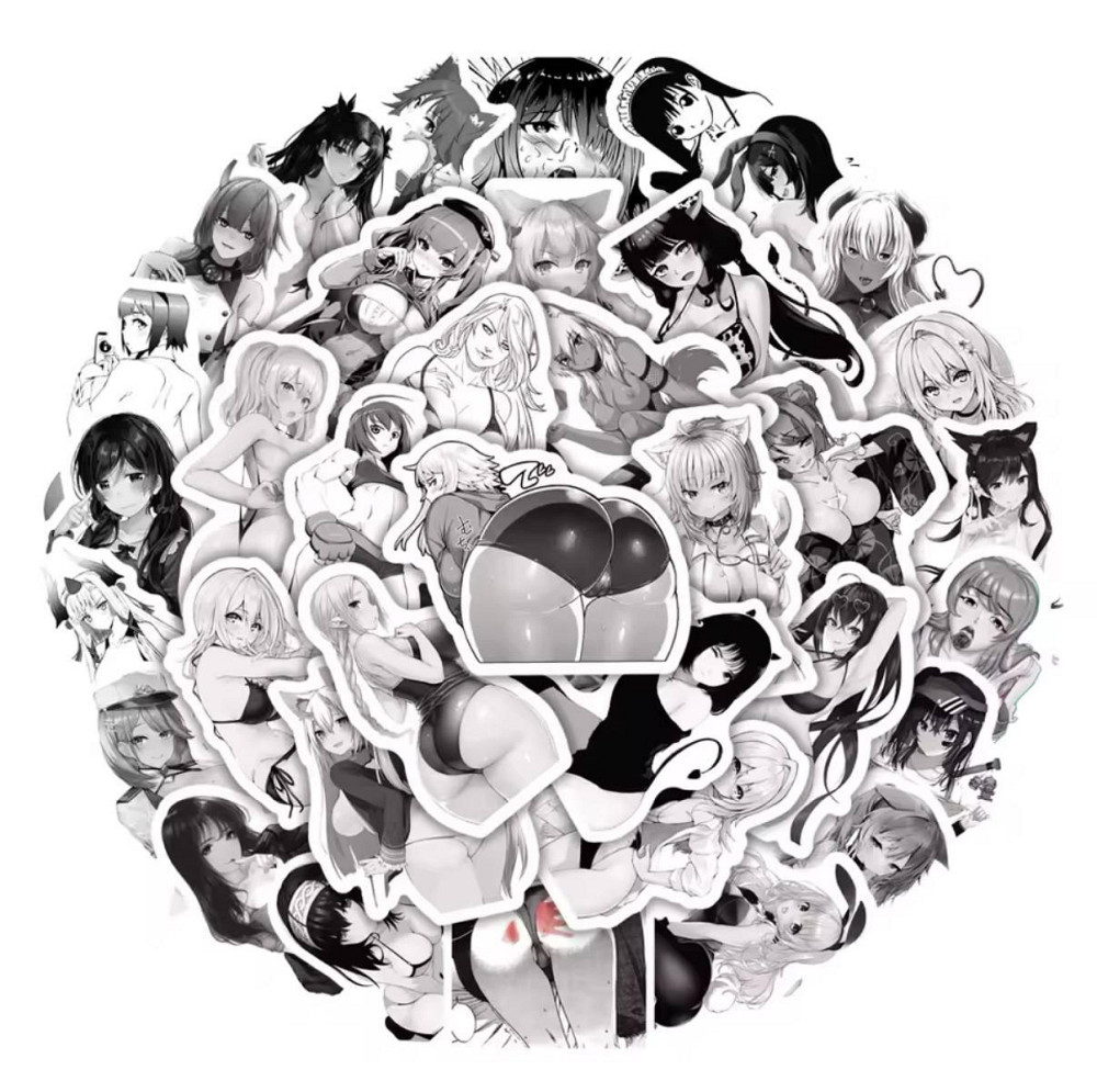 Наклейки Waifu Аніме. Водонепроникні естетичні Аніме наклейки 18+ (Аніме Хентай) Набір 50 штук. Київ - фото 2