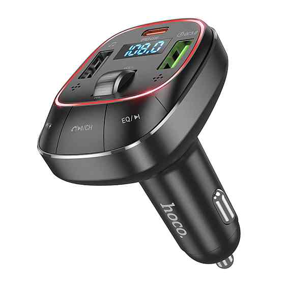 Автомобільний зарядний пристрій HOCO E76 Pole PD45W+QC3.0 car BT FM transmitter Obsidian Black Киев