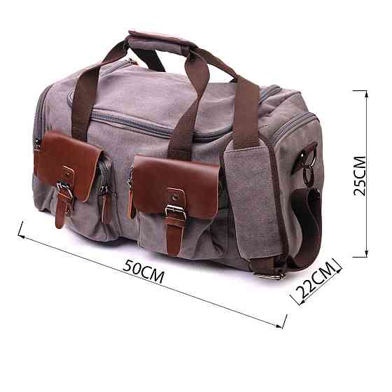 Вместительная дорожная сумка из качественного текстиля 21238 Vintage Серая Киев