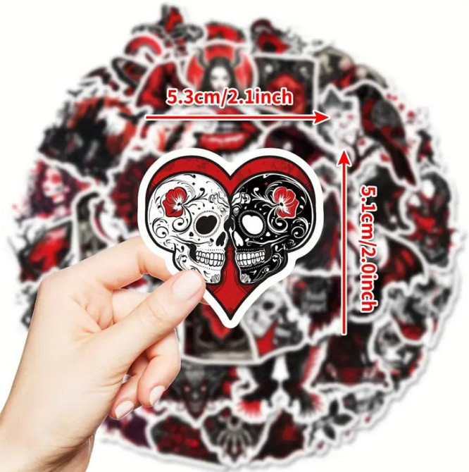 Демоничні наклейки. Водонепроникні вінілові готичні наклейки для пляшки води, комп'ютера, 50 штук Київ - фото 6