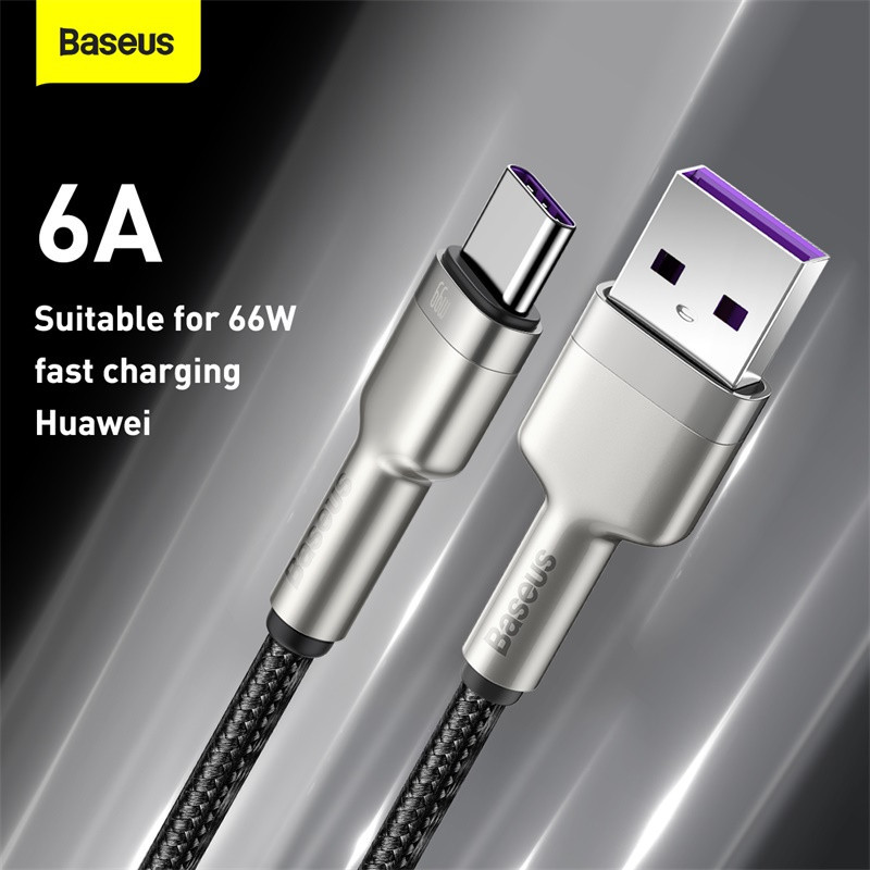 Кабель Baseus Cafule Series Metal Data Cable USB to Type-C 66W 0.25m Black Київ - фото 10