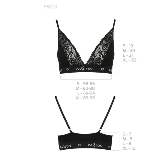 Еластичний топ з мереживом Passion PS001 TOP M, black Львів