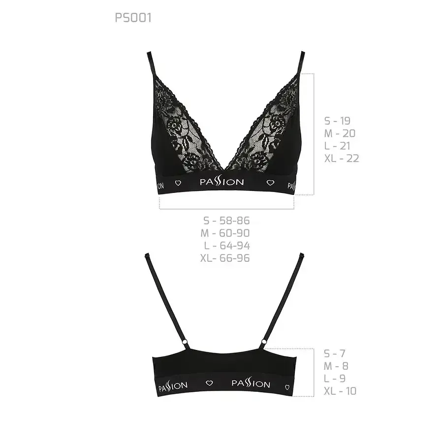 Еластичний топ з мереживом Passion PS001 TOP M, black Львов - изображение 6