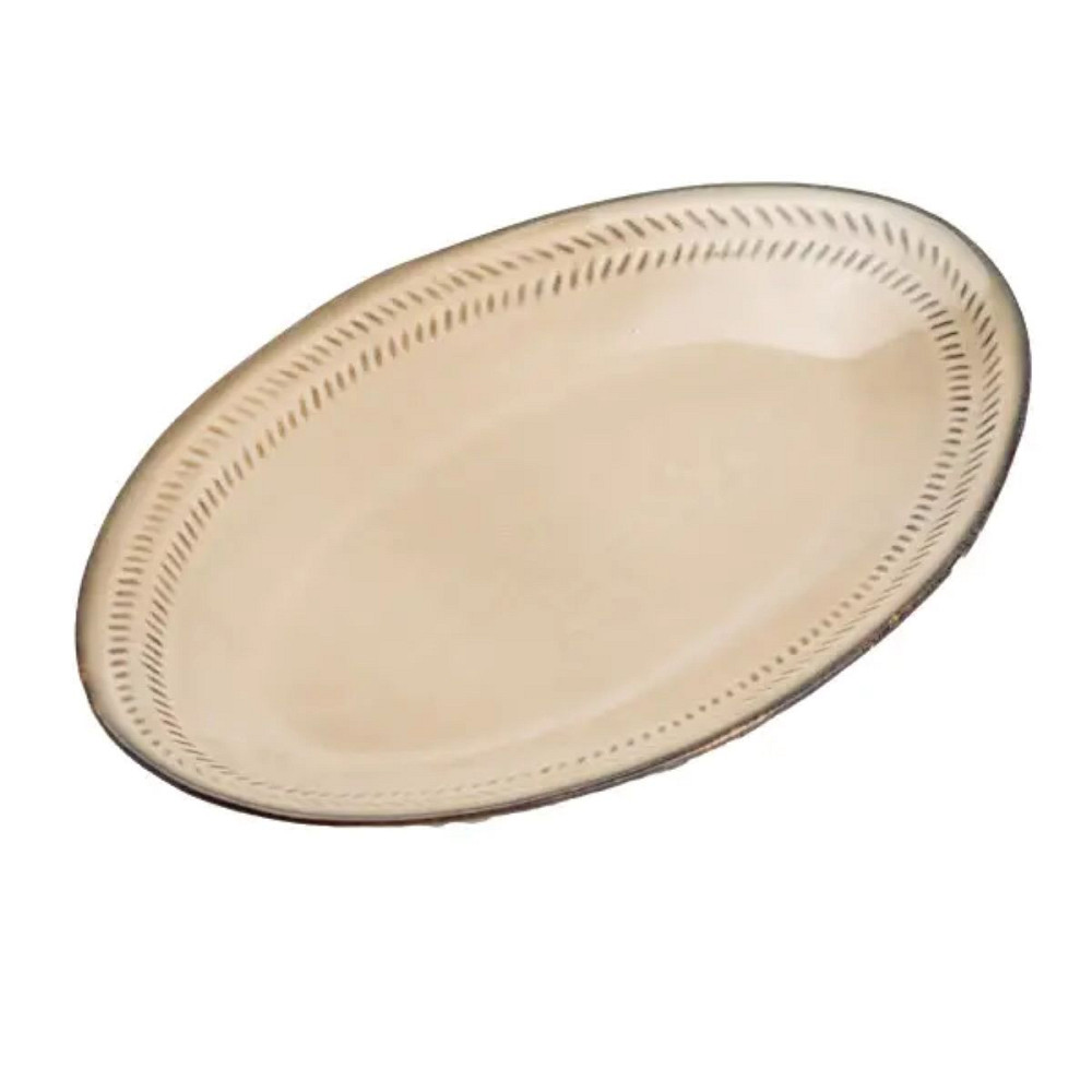 TS Kitchen Тарілка сервірувальна кругла порцелянова 27.5 см бежева Київ - фото 4