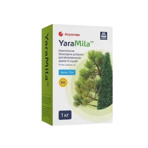 Добриво для вічнозелених дерев та кущів комплексне безхлорне 1кг Весна-Літо Yara Mila Житомир - изображение 1
