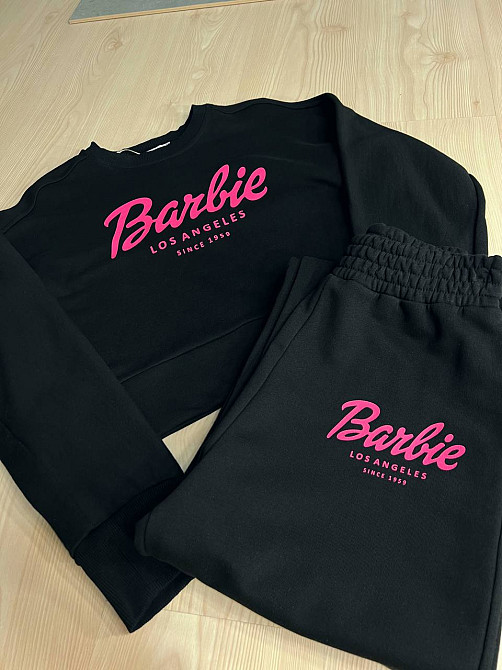 Костюм женский Quzen 485-485 Barbie оверсайз свитшот и брюки палаццо черный, черный, M Киев - изображение 7