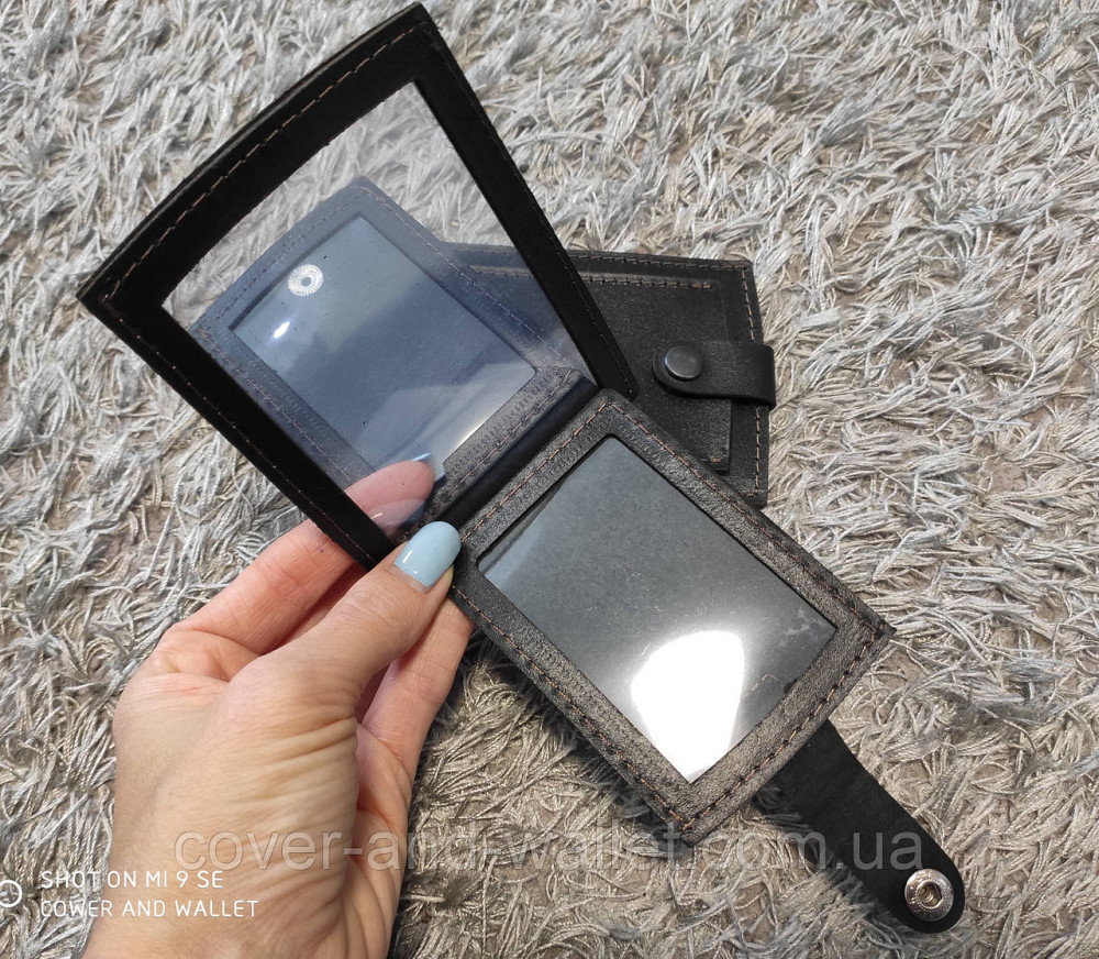 Кожаная обложка для пенсионного удостоверения и прав на кнопке Puos Киев - изображение 8