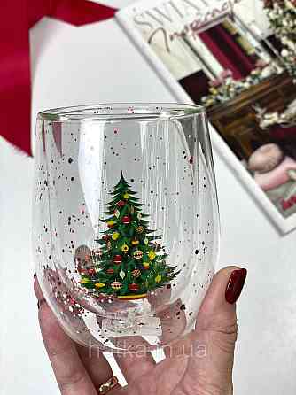 Кухоль чашка подвійне скло Olens "Проздній ялинок" 330 мл Ручне миття 102-1178 Київ