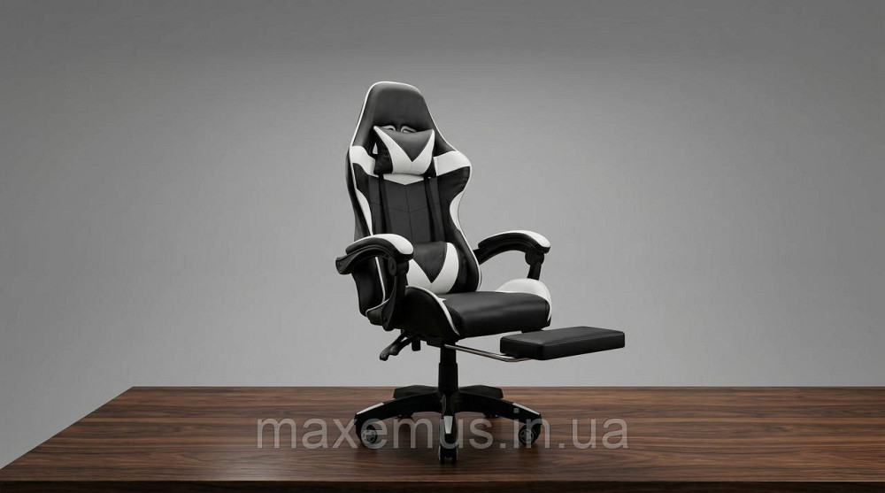 Игровое компьютерное кресло Bonro B-810 Белое с подставкой для ног (геймерское эргономичное кресло до 120 кг) Мостиська - фото 11