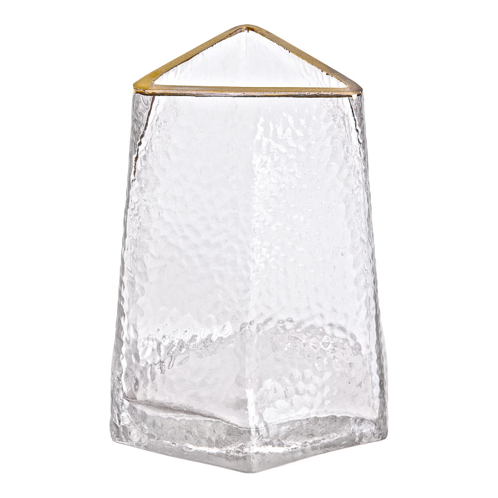 Yiwu Скляна ваза для квітів, декоративний трикутник із золотою облямівкою, 16 см HP-1709 Коломия - фото 2