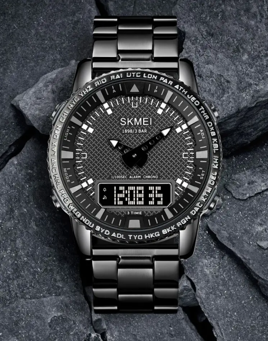 Чоловічий наручний годинник Skmei 1898 (Чорний з чорним табло) Київ - фото 5