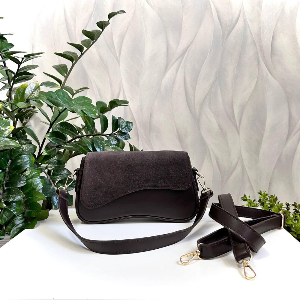 Красивый, стильный клатч. НАТУРАЛЬНАЯ ЗАМША+эко кожа. Коричневый. 301-41 Киев - изображение 8