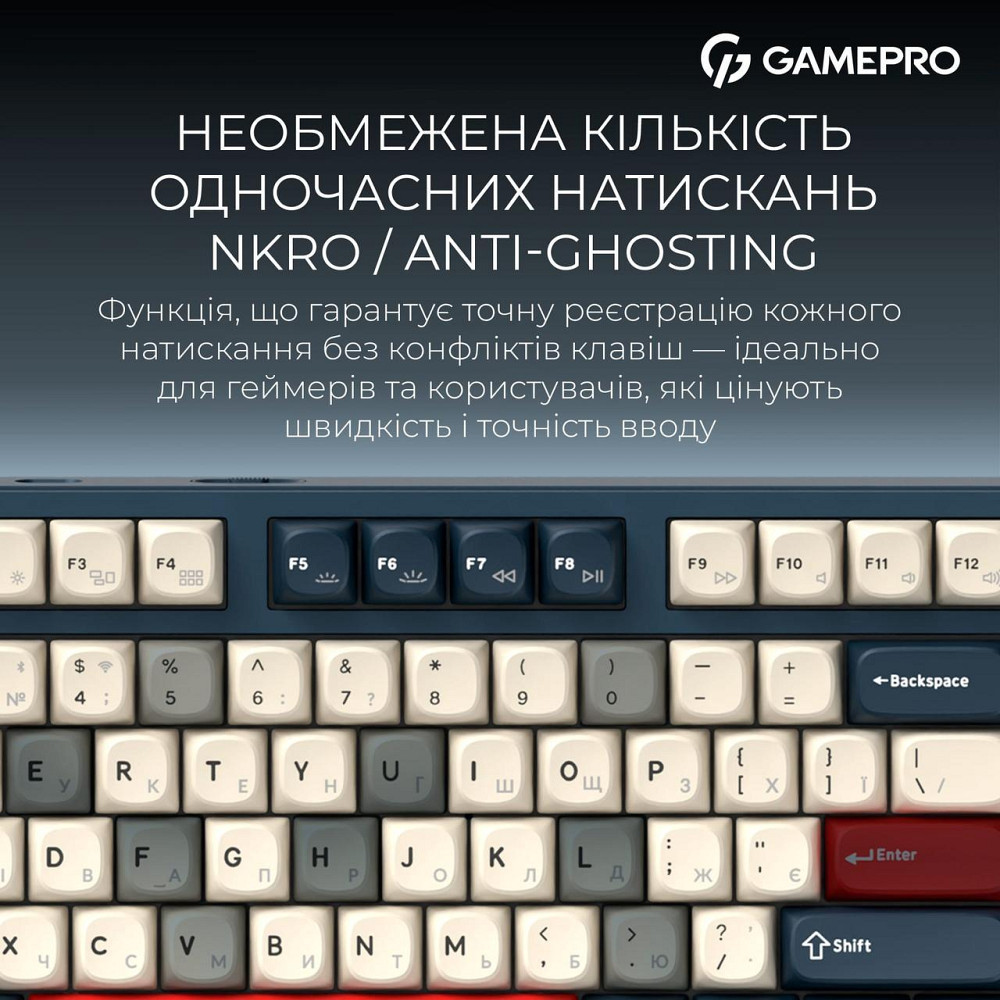 Клавіатура бездротова GamePro Asgard Ragnar Keychron Super Red Switch Blue (MK285BL) ( 10991 ) Харків - фото 2