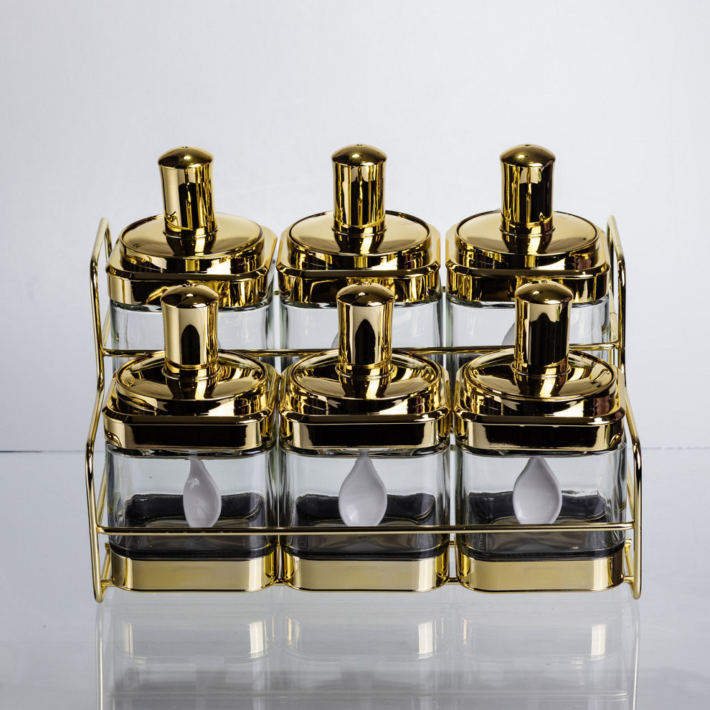 Набір банок для сипучих продуктів з ложкою, 6 шт, золото Київ - фото 4