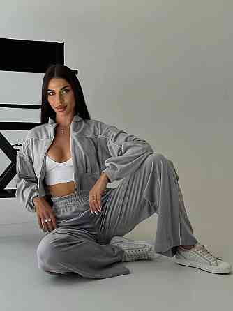 Стильний жіночий велюровий м'який костюм-двійка велюр плюш Сірий, 44/46 Одеса