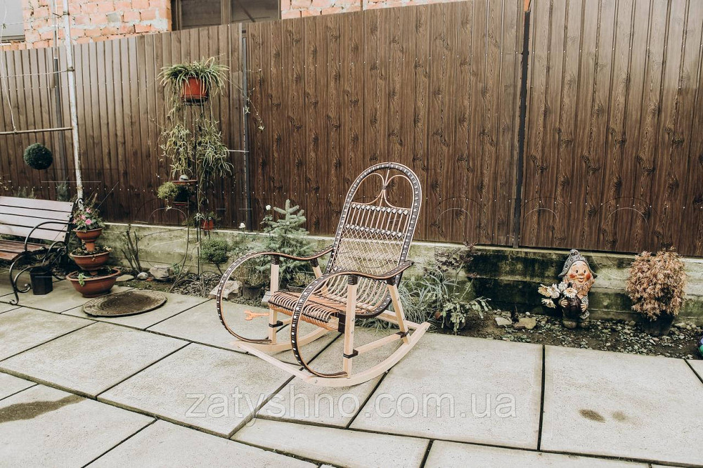 Кресло качалка с натурального ротанга | Кресло-качалка для сада | кресло качалка деревянная​​​​​​​ Киев - изображение 4