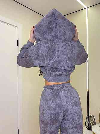 Женский теплый прогулочный костюм двойка турецкая трехнить варенка на флисе Серый, 44/46 Одесса