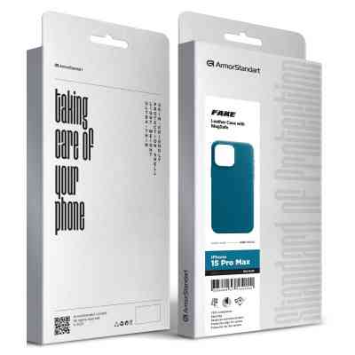 Чохол до мобільного телефона Armorstandart FAKE Leather Case Apple iPhone 15 Pro Max Sea Blue (ARM76310) Вінниця