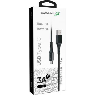 Дата кабель USB 2.0 AM to Type-C 1.2m Black Grand-X (FC-12B) Винница - изображение 4