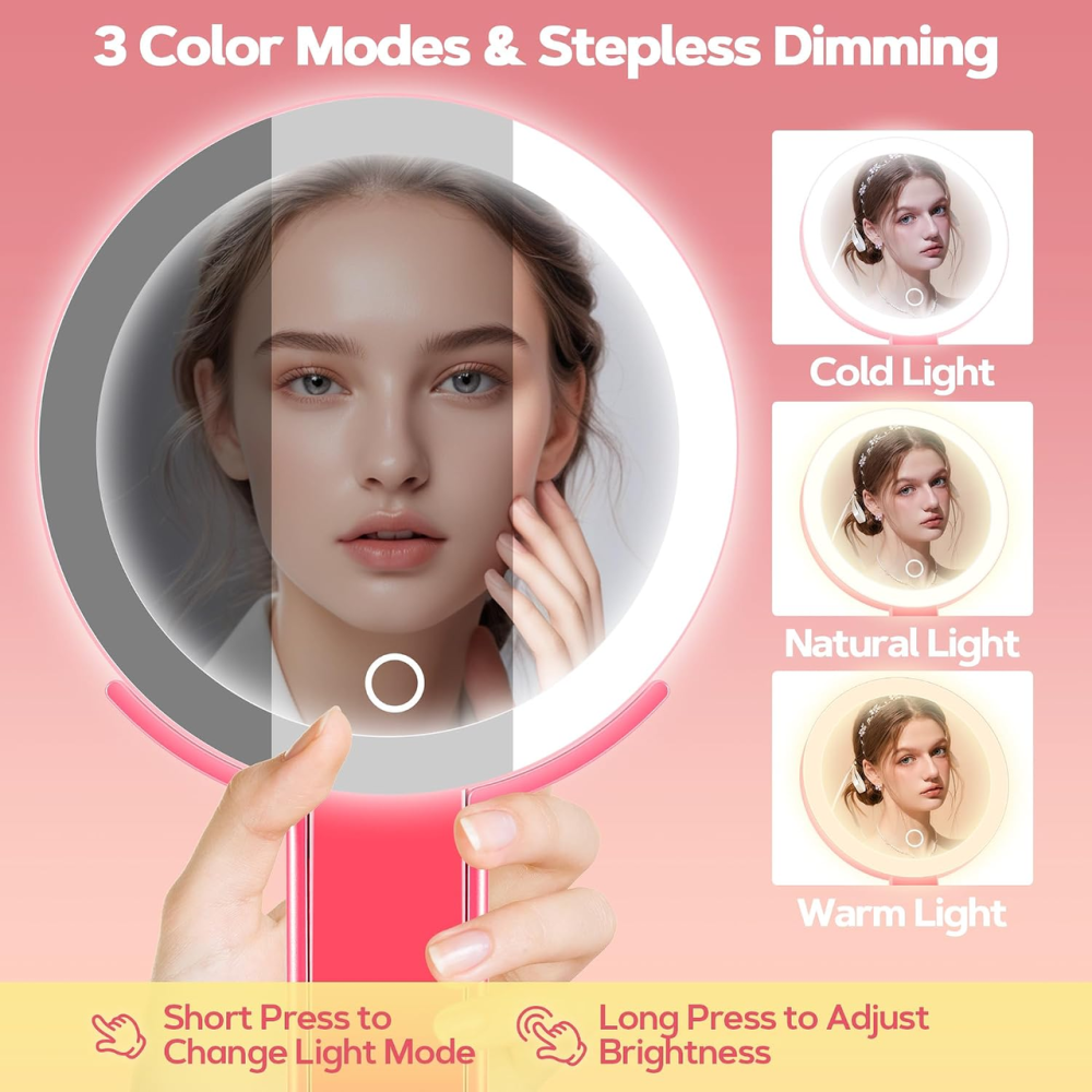 Дзеркало для макіяжу B Beauty Planet 30X/1X, 56 LED, 3 режими світла, акумулятор 1500 мАг, Type-C, складне, біле Київ - фото 7
