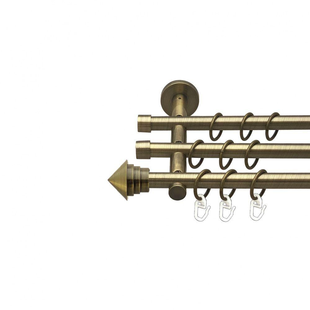 Карниз Orvit Сетра металевий трирядний циліндр (20 см) гладка труба кільце металеве Антик 16\16\16 мм 300 см Львов - изображение 1