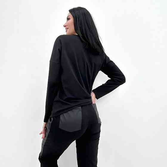 Повсякденний костюм з блискавками "Skylar" оптом | Норма і батал | Розпродаж моделі Чорний, 46-48 Київ