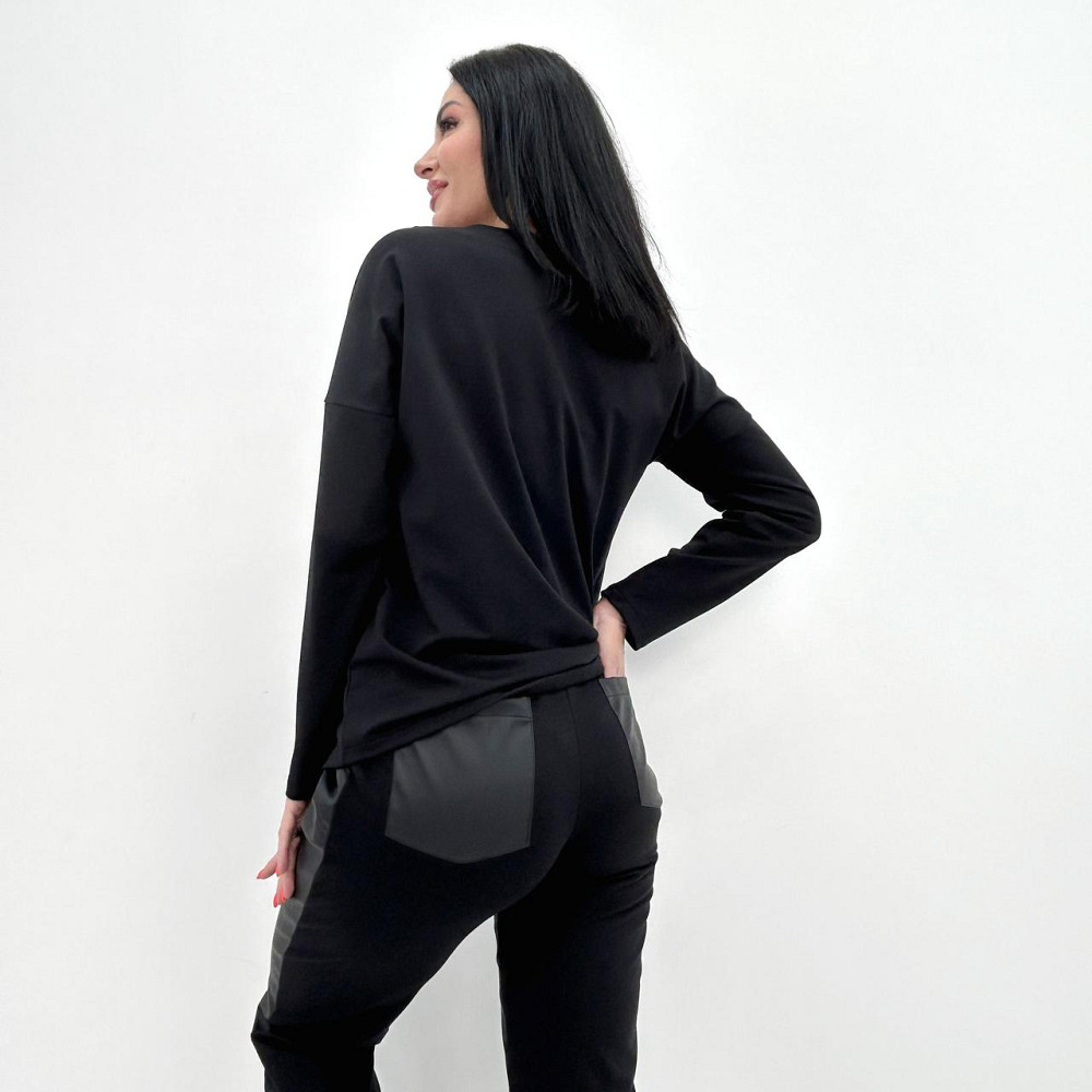 Повсякденний костюм з блискавками "Skylar" оптом | Норма і батал | Розпродаж моделі Чорний, 46-48 Київ - фото 4