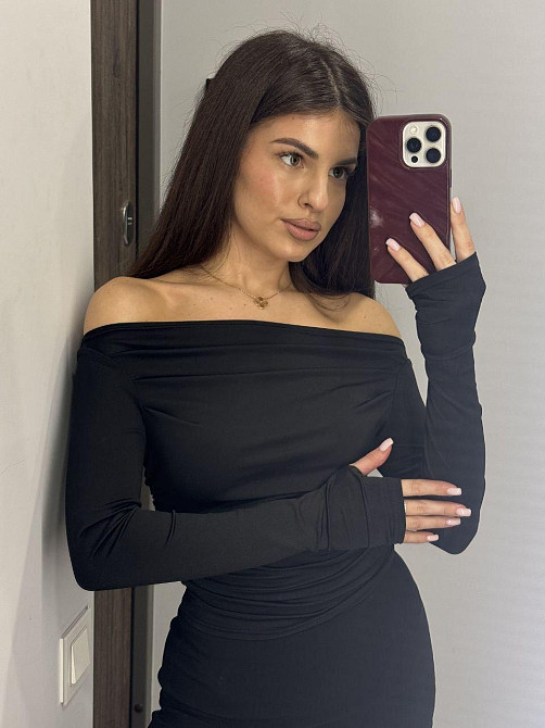 Женский романтичный лонгслив с открытыми плечами турецкий микродайвинг Черный, 42/44 Одесса - изображение 2