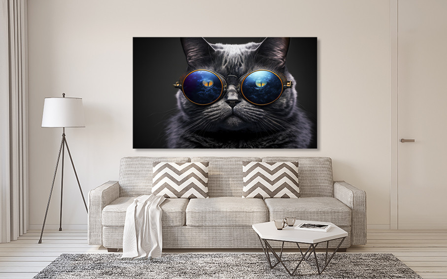 Картина холст в гостиную / спальню   Чорний кіт в окулярах      MLP_243 50x100 см Киев - изображение 2